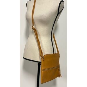 Faux Leather Crossbody Bag Tan